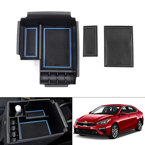 Autorder Center Console Organizer for KIA Forte 2020 2021 2022 Armrest Box Storage Box Insert Tray with 2 Colors Mats 
